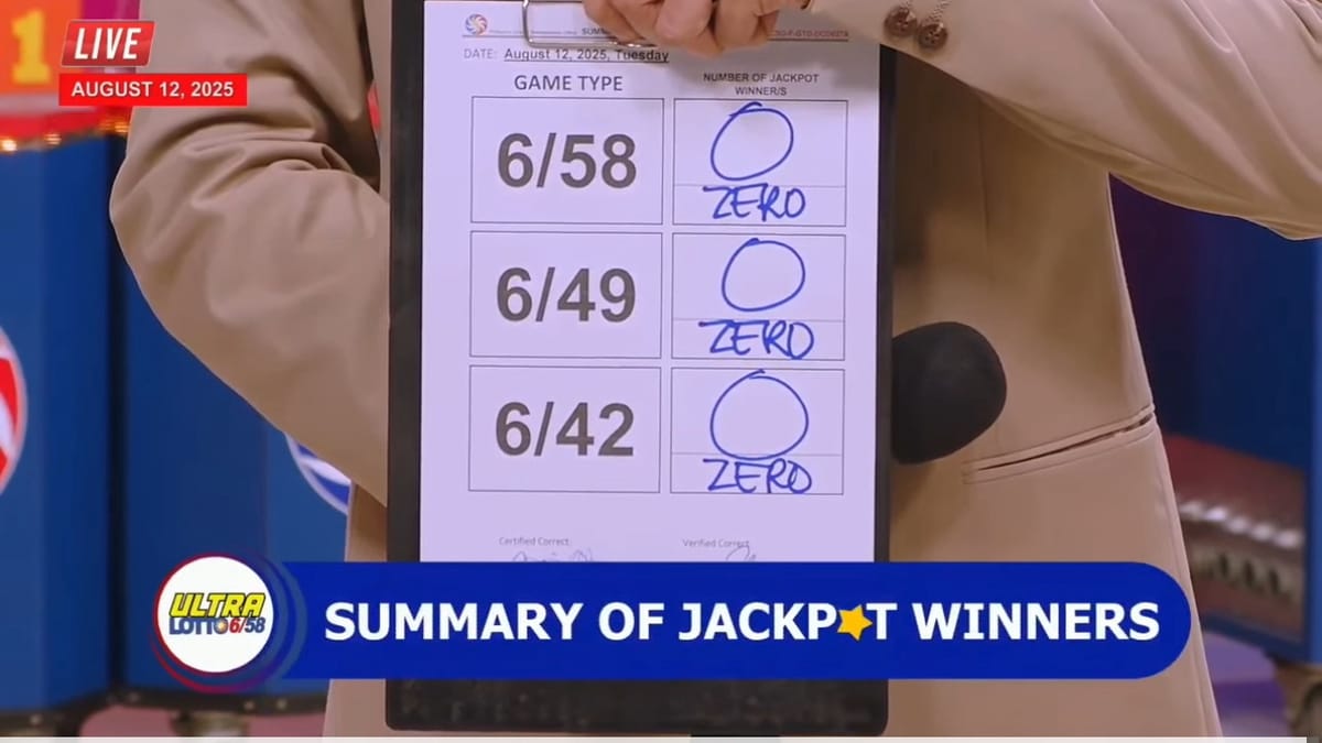 Still up for grabs: 6/58 Ultra Lotto jackpot to hit P351 million