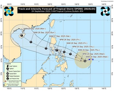 Signal No. 3 or 4 may be hoisted over Metro Manila due to ‘Opong’: PAGASA