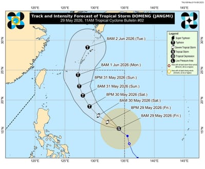 ‘Domeng’ may reach typhoon category on Saturday, May 30: PAGASA