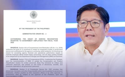 Marcos approves up to ₱20,000 service recognition incentive for government workers in 2025