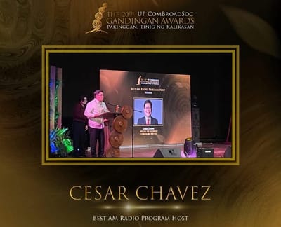 Veteran broadcast journalist Cesar Chavez named ‘Best AM radio program host’ at 20th UP Gandingan Awards